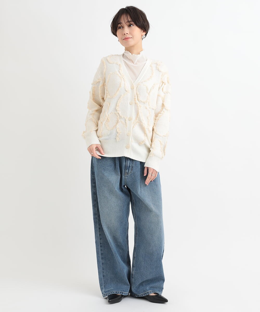 ZMLAB42145 al'aise modulation(アレーズモジュレーション)  タックワイドデニムパンツ ブルー