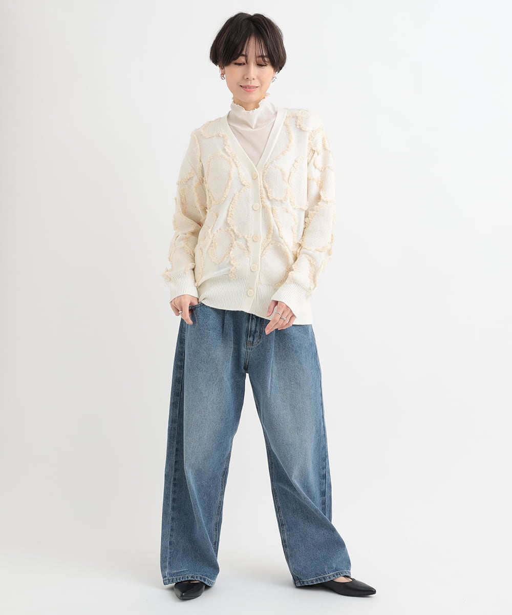 ZMLAB42145 al'aise modulation(アレーズモジュレーション)  タックワイドデニムパンツ ブルー