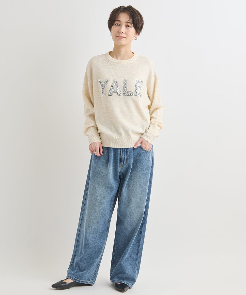 ZMLAB42145 al'aise modulation(アレーズモジュレーション)  タックワイドデニムパンツ ブルー