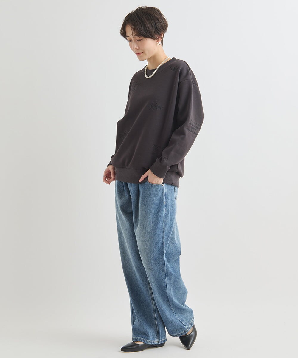 ZMLAB42145 al'aise modulation(アレーズモジュレーション)  タックワイドデニムパンツ ブルー