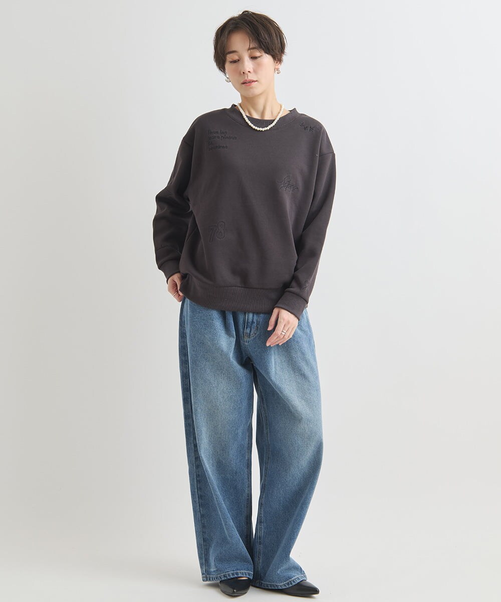 ZMLAB42145 al'aise modulation(アレーズモジュレーション)  タックワイドデニムパンツ ブルー