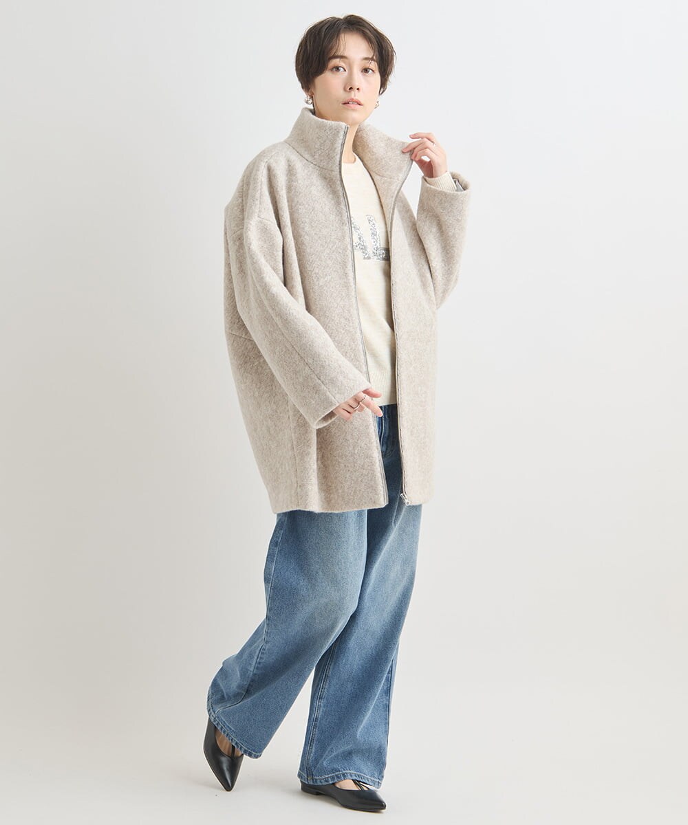 ZMLAB42145 al'aise modulation(アレーズモジュレーション)  タックワイドデニムパンツ ブルー