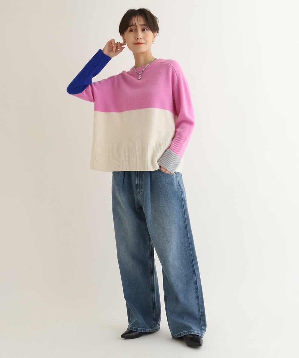 ZMLAB42145 al'aise modulation(アレーズモジュレーション)  タックワイドデニムパンツ ブルー
