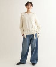 ZMLAB42145 al'aise modulation(アレーズモジュレーション)  タックワイドデニムパンツ ブルー