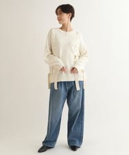 ZMLAB42145 al'aise modulation(アレーズモジュレーション)  タックワイドデニムパンツ ブルー