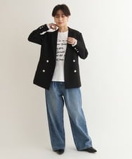 ZMLAB42145 al'aise modulation(アレーズモジュレーション)  タックワイドデニムパンツ ブルー