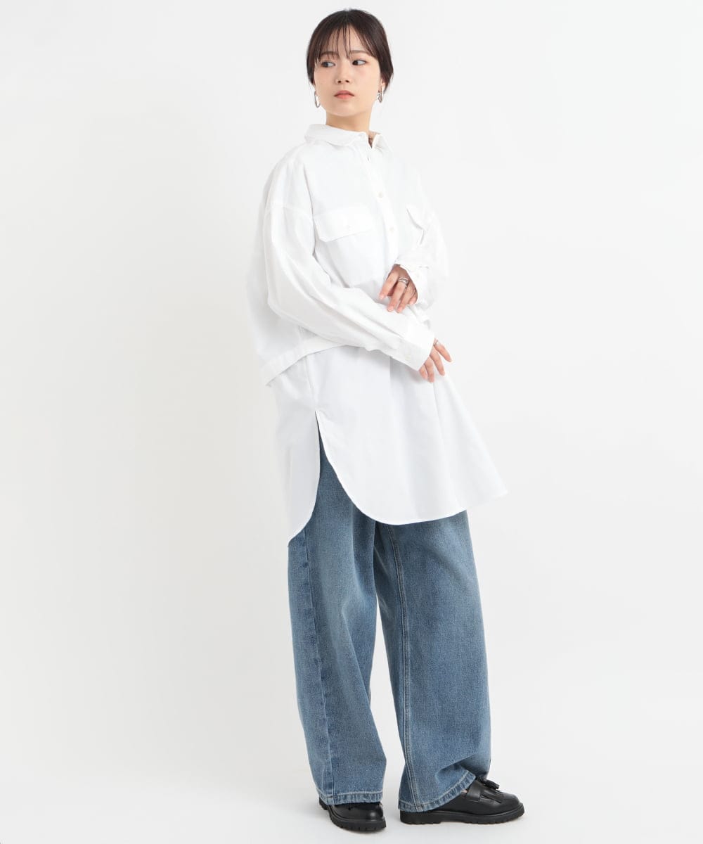 ZMLAB42145 al'aise modulation(アレーズモジュレーション)  タックワイドデニムパンツ ブルー