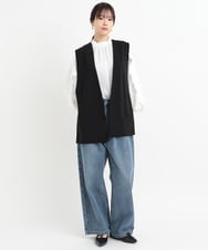 ZMLAB42145 al'aise modulation(アレーズモジュレーション)  タックワイドデニムパンツ ブルー