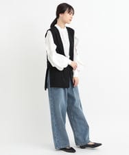 ZMLAB42145 al'aise modulation(アレーズモジュレーション)  タックワイドデニムパンツ ブルー
