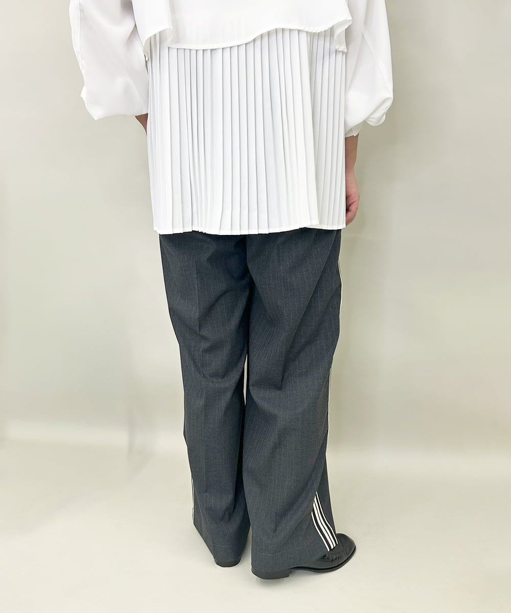 ZMLAE20180 al'aise modulation(アレーズモジュレーション) サイドテープデザインワイドパンツ グレー