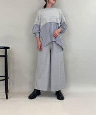 ZMLAE22140 al'aise modulation(アレーズモジュレーション) ウールライクツイルワイドパンツ ライトグレー