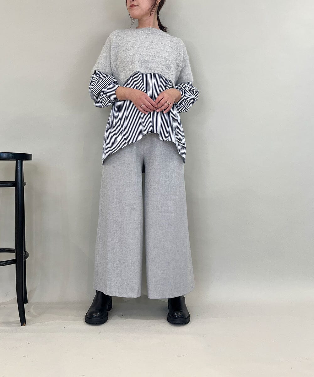 ZMLAE22140 al'aise modulation(アレーズモジュレーション) ウールライクツイルワイドパンツ ライトグレー