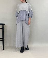 ZMLAE22140 al'aise modulation(アレーズモジュレーション) ウールライクツイルワイドパンツ ライトグレー