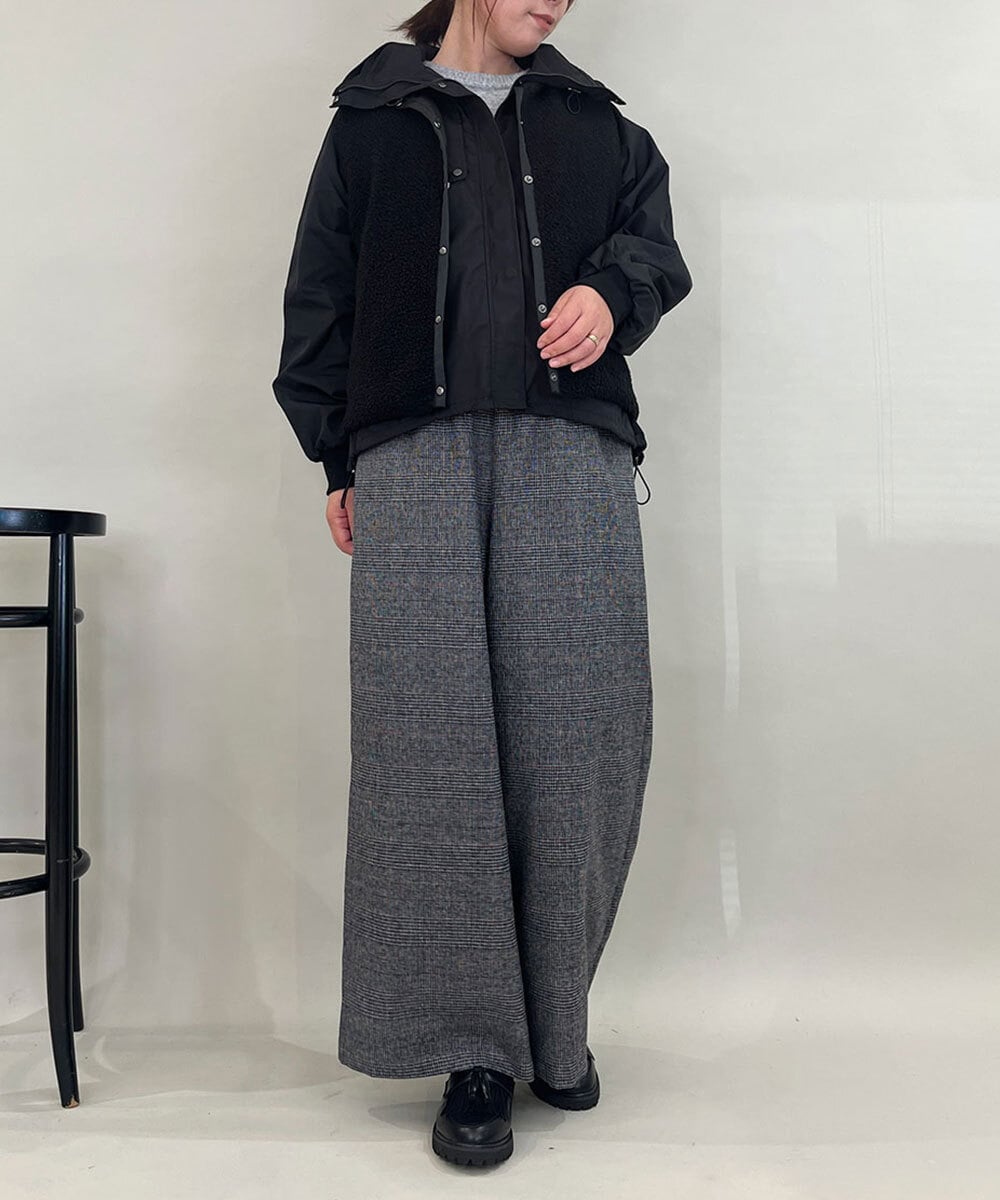 ZMLAE22140 al'aise modulation(アレーズモジュレーション) ウールライクツイルワイドパンツ ダークグレー