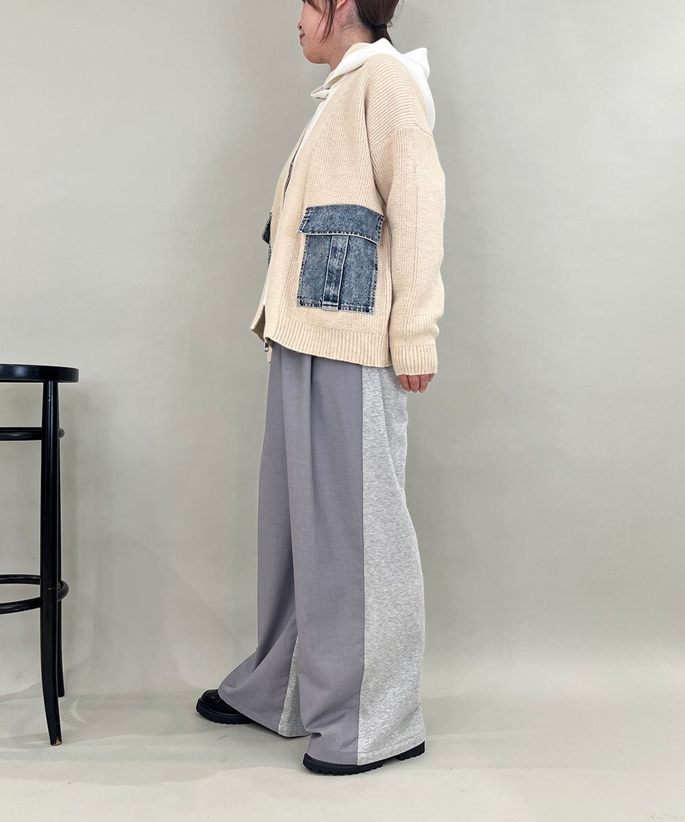 ZMLAE22140 al'aise modulation(アレーズモジュレーション) ウールライクツイルワイドパンツ ダークグレー