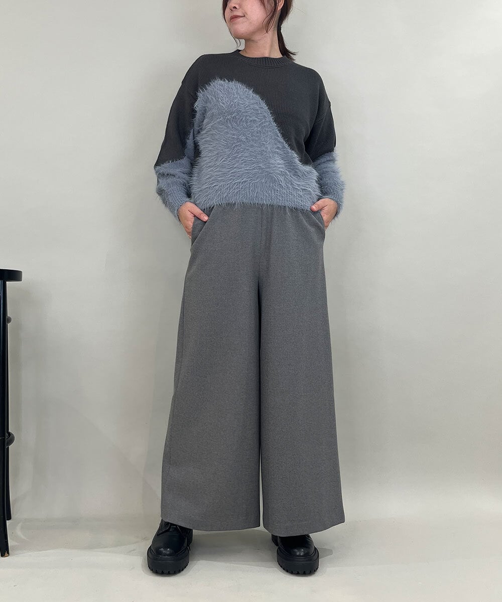 ZMLAE22140 al'aise modulation(アレーズモジュレーション) ウールライクツイルワイドパンツ ダークグレー