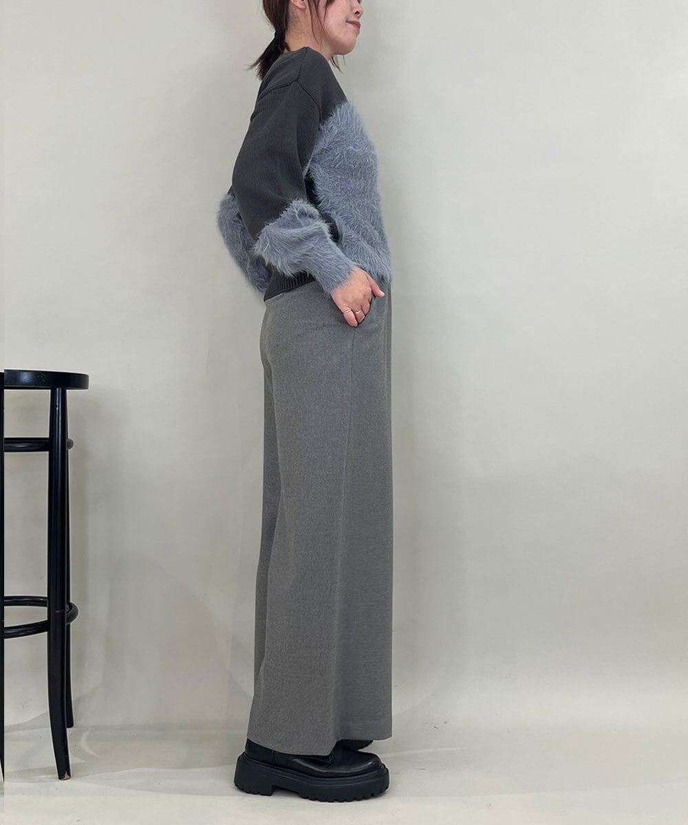 ZMLAE22140 al'aise modulation(アレーズモジュレーション) ウールライクツイルワイドパンツ ダークグレー