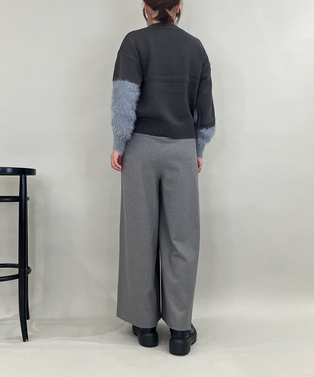 ZMLAE22140 al'aise modulation(アレーズモジュレーション) ウールライクツイルワイドパンツ ダークグレー