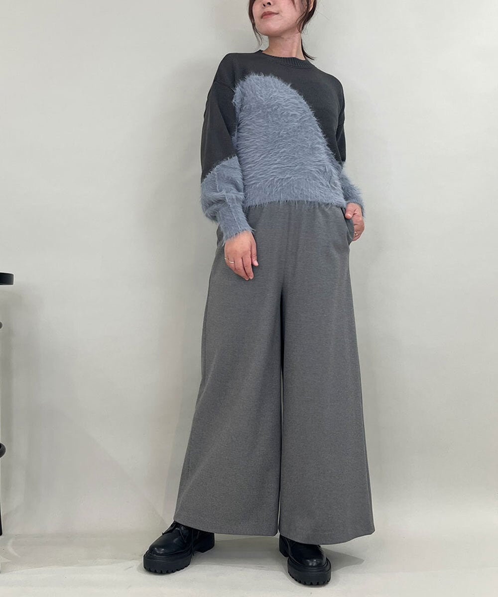 ZMLAE22140 al'aise modulation(アレーズモジュレーション) ウールライクツイルワイドパンツ ダークグレー