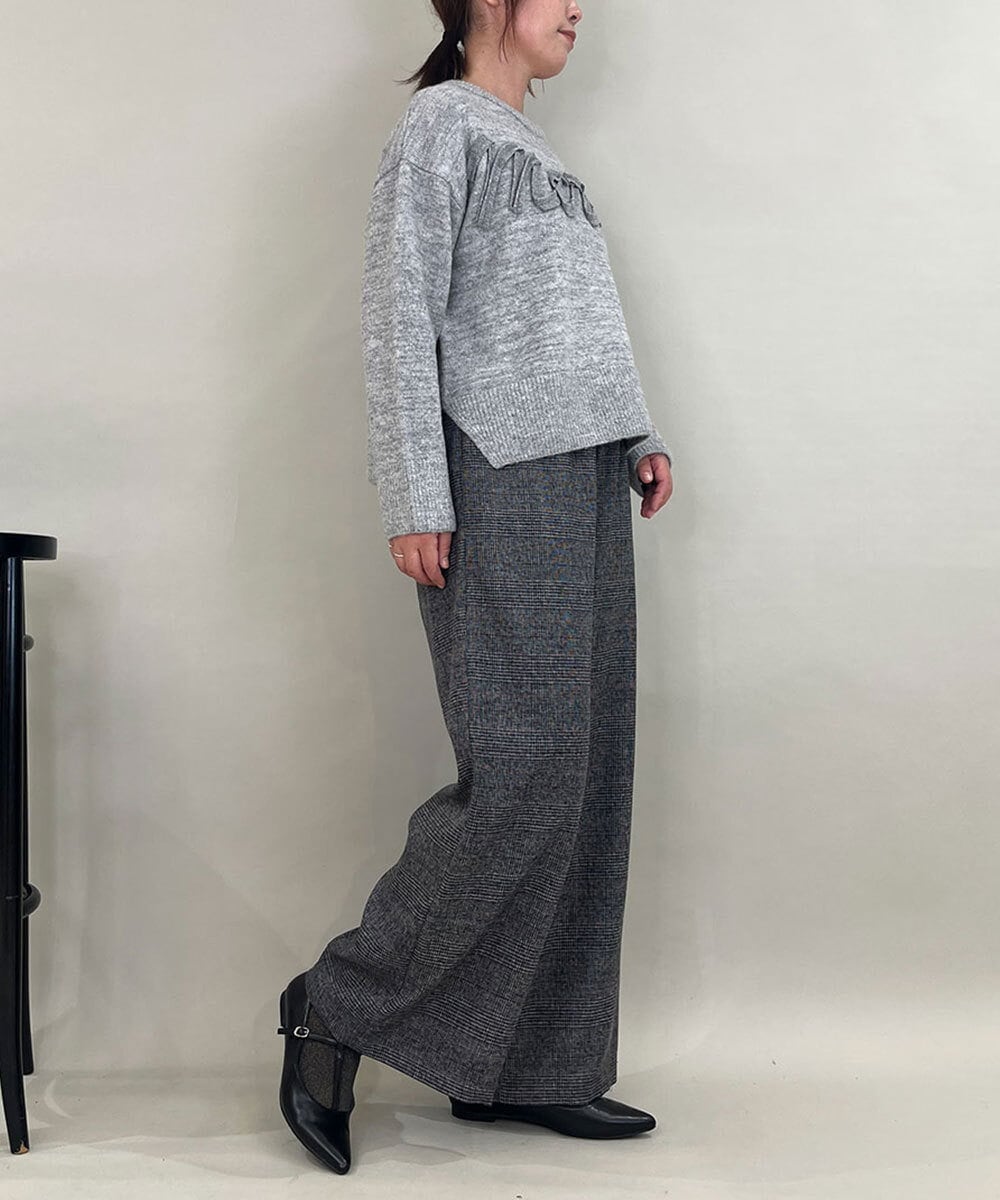 ZMLAE22140 al'aise modulation(アレーズモジュレーション) ウールライクツイルワイドパンツ ダークグレー