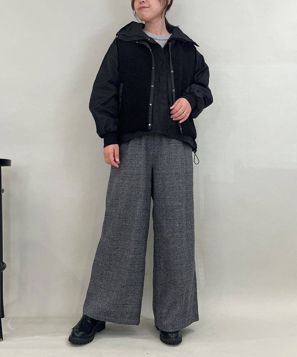 ZMLAE22140 al'aise modulation(アレーズモジュレーション) ウールライクツイルワイドパンツ ダークグレー