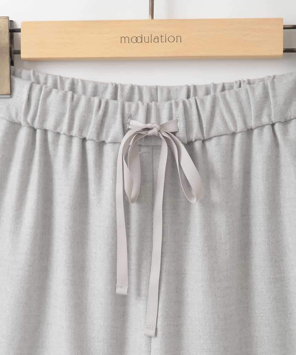 ZMLAE22140 al'aise modulation(アレーズモジュレーション) ウールライクツイルワイドパンツ ライトグレー