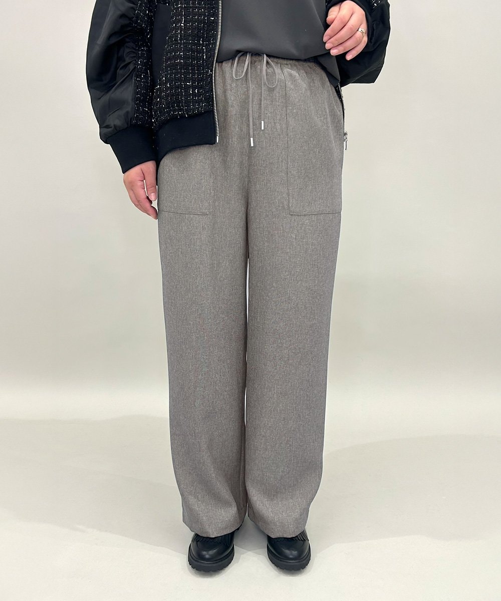 ZMLAE23090 al'aise modulation(アレーズモジュレーション) 【洗える】サイドポケットワイドストレートパンツ グレー
