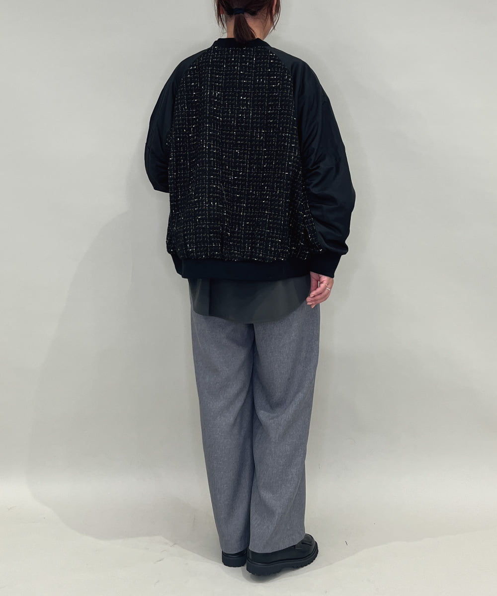 ZMLAE23090 al'aise modulation(アレーズモジュレーション) 【洗える】サイドポケットワイドストレートパンツ グレー