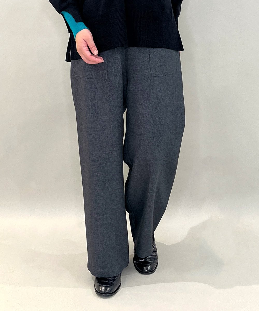 ZMLAE23090 al'aise modulation(アレーズモジュレーション) 【洗える】サイドポケットワイドストレートパンツ ブラック