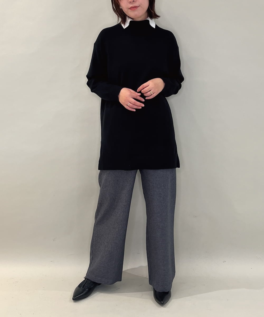 ZMLAE23090 al'aise modulation(アレーズモジュレーション) 【洗える】サイドポケットワイドストレートパンツ ブラック