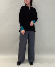 ZMLAE23090 al'aise modulation(アレーズモジュレーション) 【洗える】サイドポケットワイドストレートパンツ ブラック