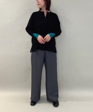 ZMLAE23090 al'aise modulation(アレーズモジュレーション) 【洗える】サイドポケットワイドストレートパンツ ブラック