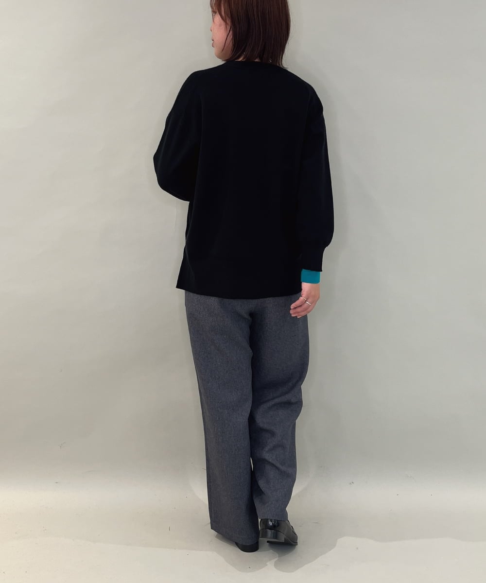 ZMLAE23090 al'aise modulation(アレーズモジュレーション) 【洗える】サイドポケットワイドストレートパンツ ブラック