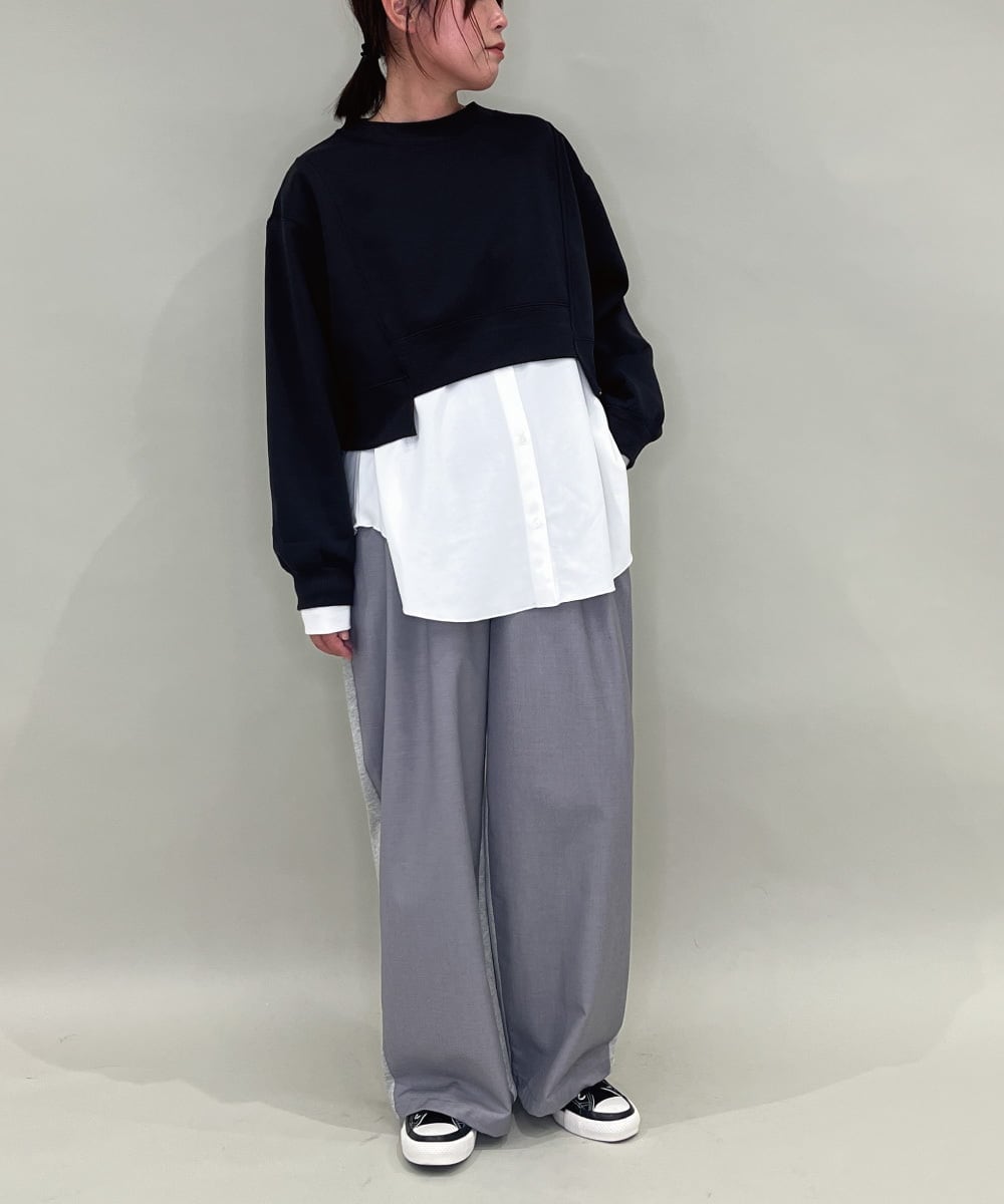 ZMLAE25150 al'aise modulation(アレーズモジュレーション) カットソージョイントワイドパンツ ライトグレー