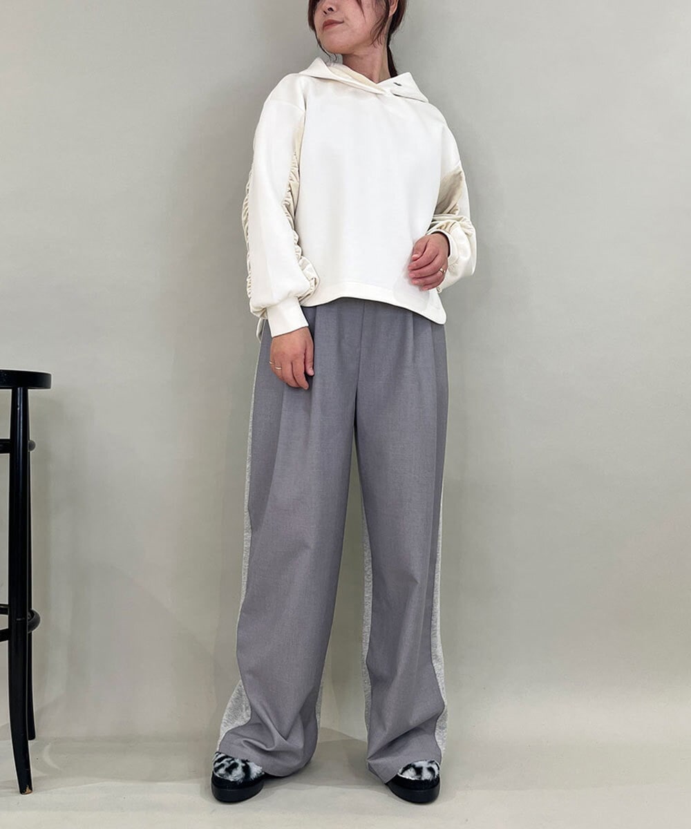 ZMLAE25150 al'aise modulation(アレーズモジュレーション) カットソージョイントワイドパンツ ライトグレー