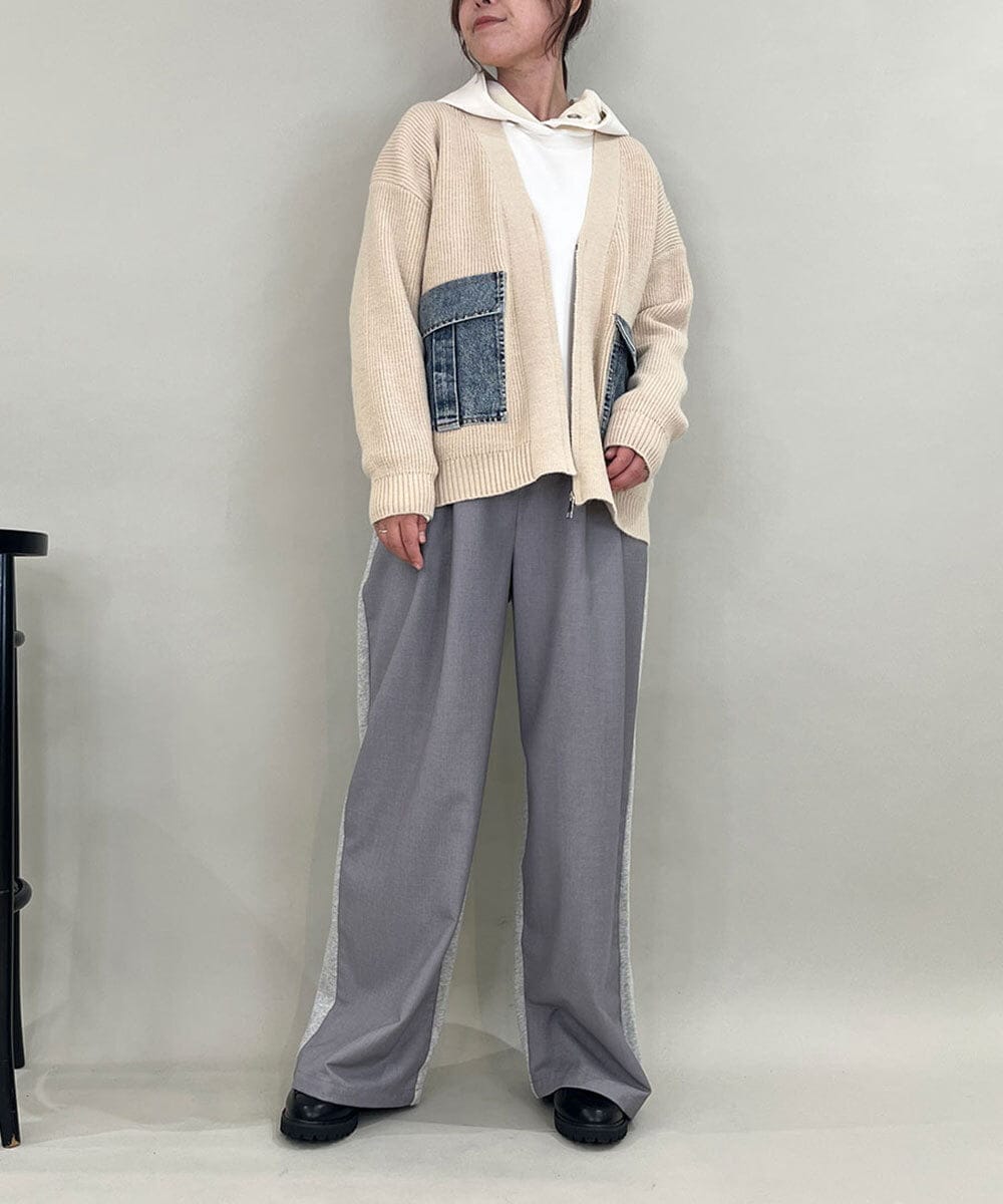 ZMLAE25150 al'aise modulation(アレーズモジュレーション) カットソージョイントワイドパンツ ライトグレー