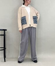 ZMLAE25150 al'aise modulation(アレーズモジュレーション) カットソージョイントワイドパンツ ライトグレー