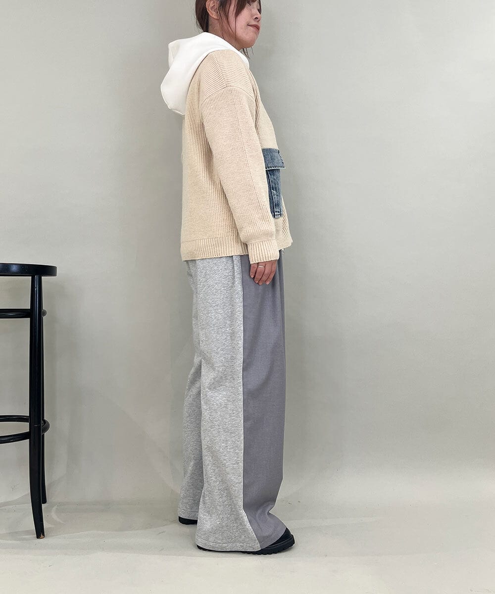 ZMLAE25150 al'aise modulation(アレーズモジュレーション) カットソージョイントワイドパンツ ライトグレー