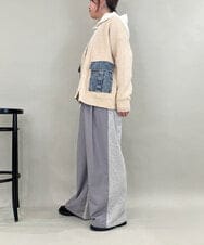 ZMLAE25150 al'aise modulation(アレーズモジュレーション) カットソージョイントワイドパンツ ライトグレー