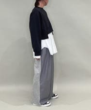 ZMLAE25150 al'aise modulation(アレーズモジュレーション) カットソージョイントワイドパンツ ライトグレー