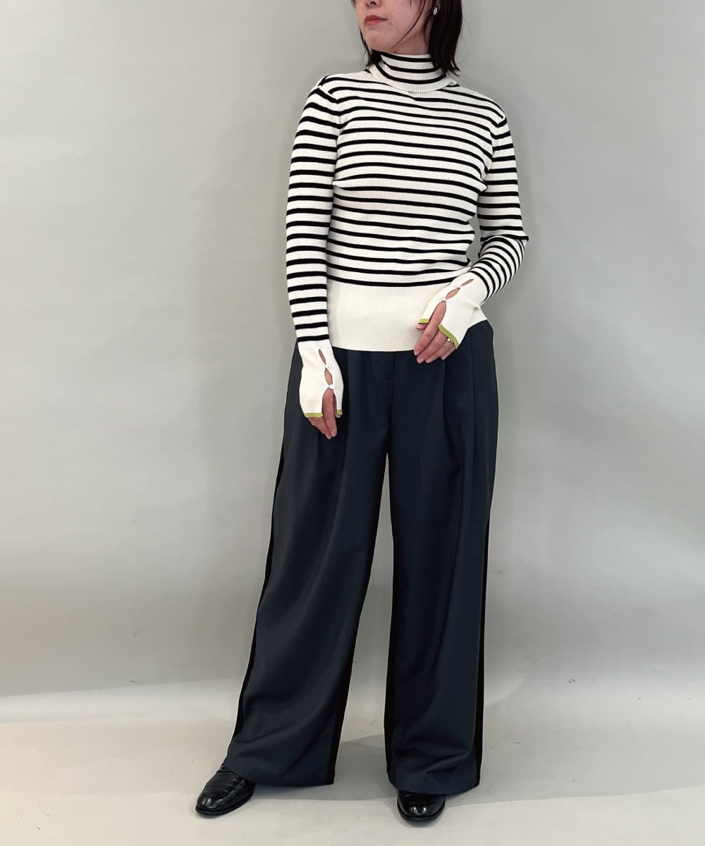 ZMLAE25150 al'aise modulation(アレーズモジュレーション) カットソージョイントワイドパンツ ダークグレー