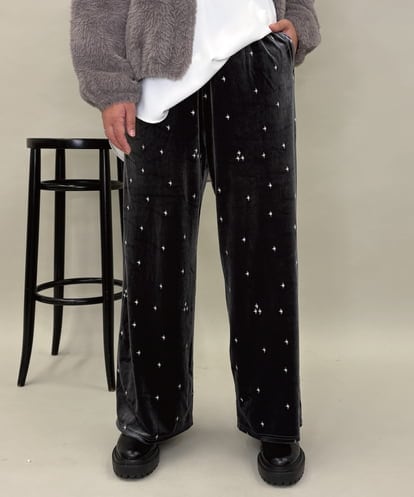 ZMLAE26110 al'aise modulation 刺繍デザインベロアパンツ