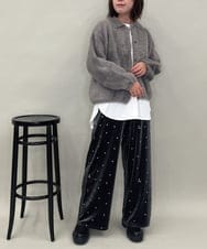 ZMLAE26110 al'aise modulation(アレーズモジュレーション) 刺繍デザインベロアパンツ ダークグレー