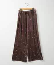 ZMLAE26110 al'aise modulation(アレーズモジュレーション) 刺繍デザインベロアパンツ ブラウン