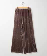 ZMLAE26110 al'aise modulation(アレーズモジュレーション) 刺繍デザインベロアパンツ ブラウン