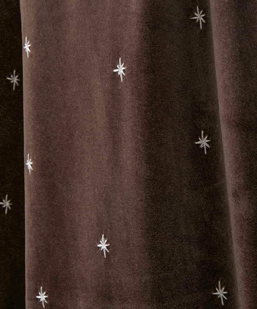 ZMLAE26110 al'aise modulation(アレーズモジュレーション) 刺繍デザインベロアパンツ ブラウン