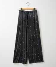 ZMLAE26110 al'aise modulation(アレーズモジュレーション) 刺繍デザインベロアパンツ ダークグレー