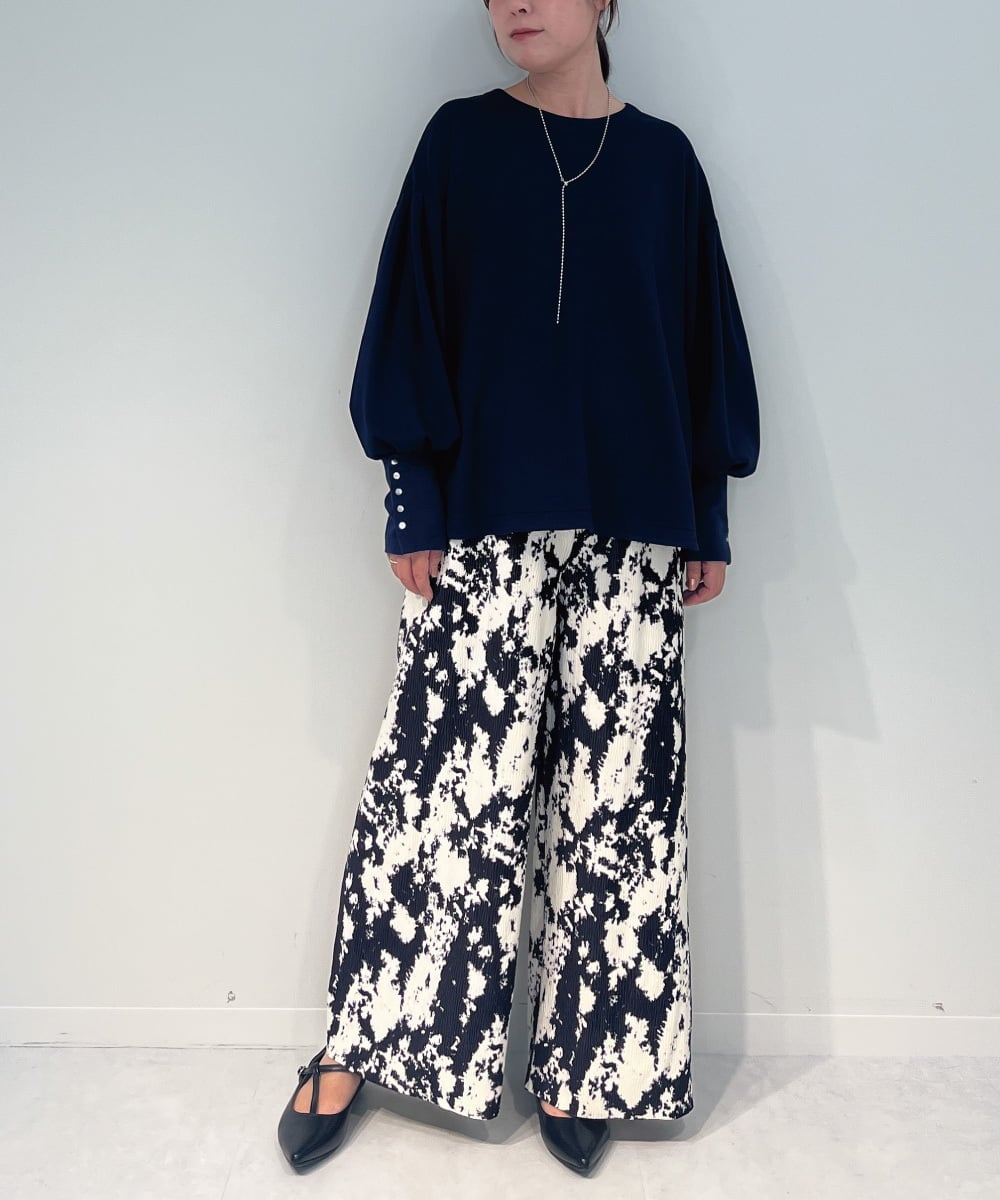 ZMLAE27110 al'aise modulation(アレーズモジュレーション) ニュアンス柄コーデュロイワイドパンツ ホワイト