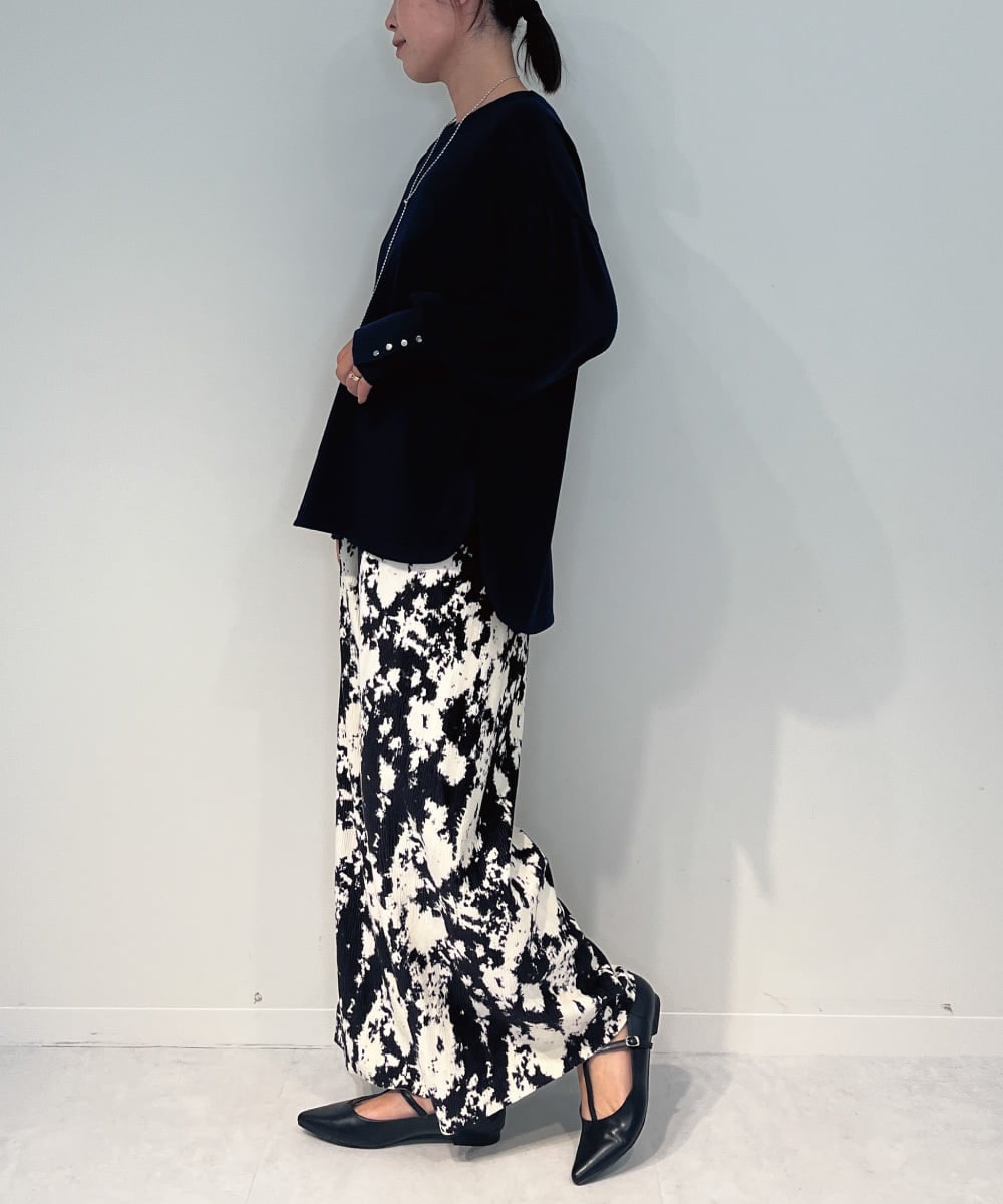 ZMLAE27110 al'aise modulation(アレーズモジュレーション) ニュアンス柄コーデュロイワイドパンツ ホワイト