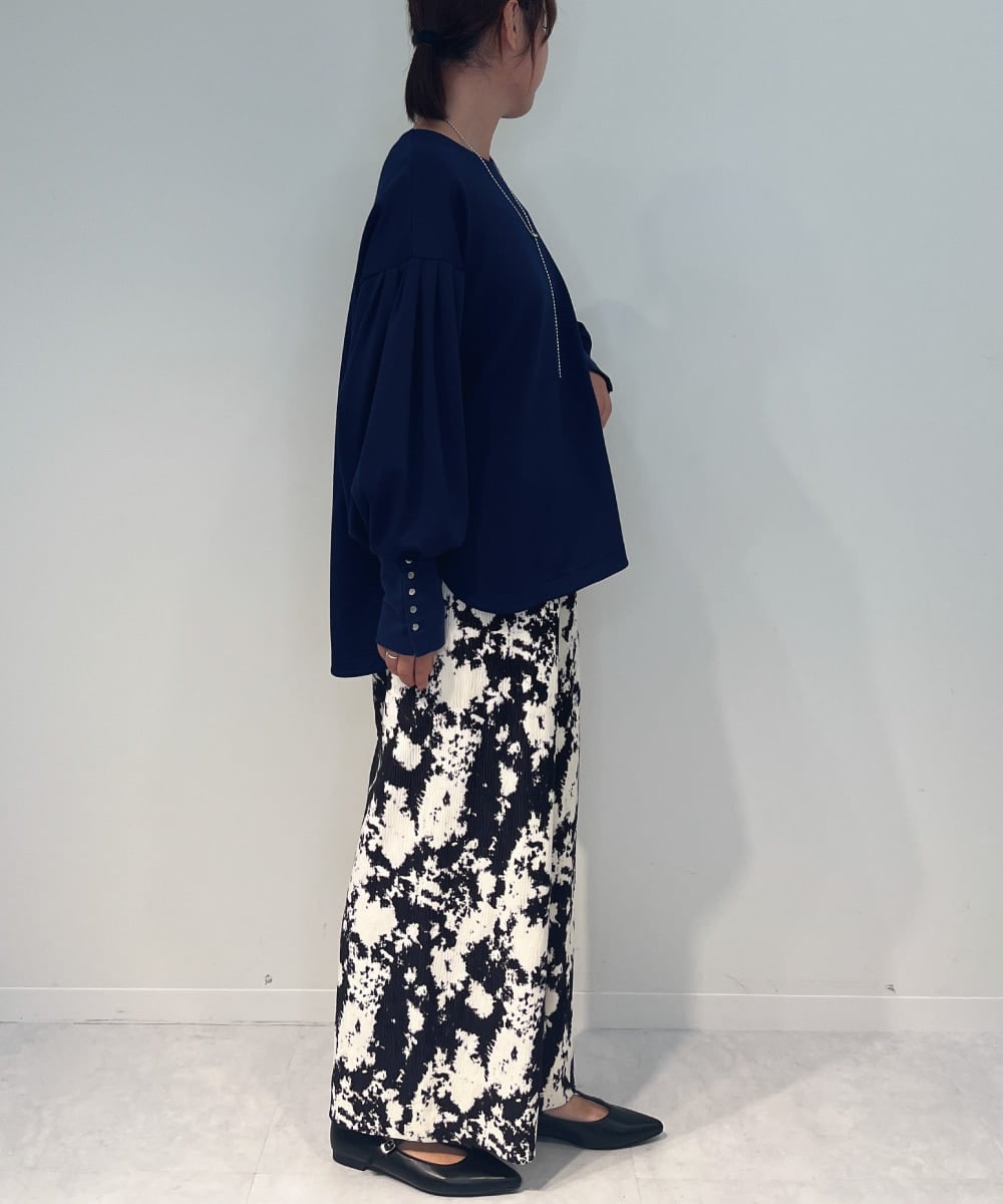 ZMLAE27110 al'aise modulation(アレーズモジュレーション) ニュアンス柄コーデュロイワイドパンツ ホワイト